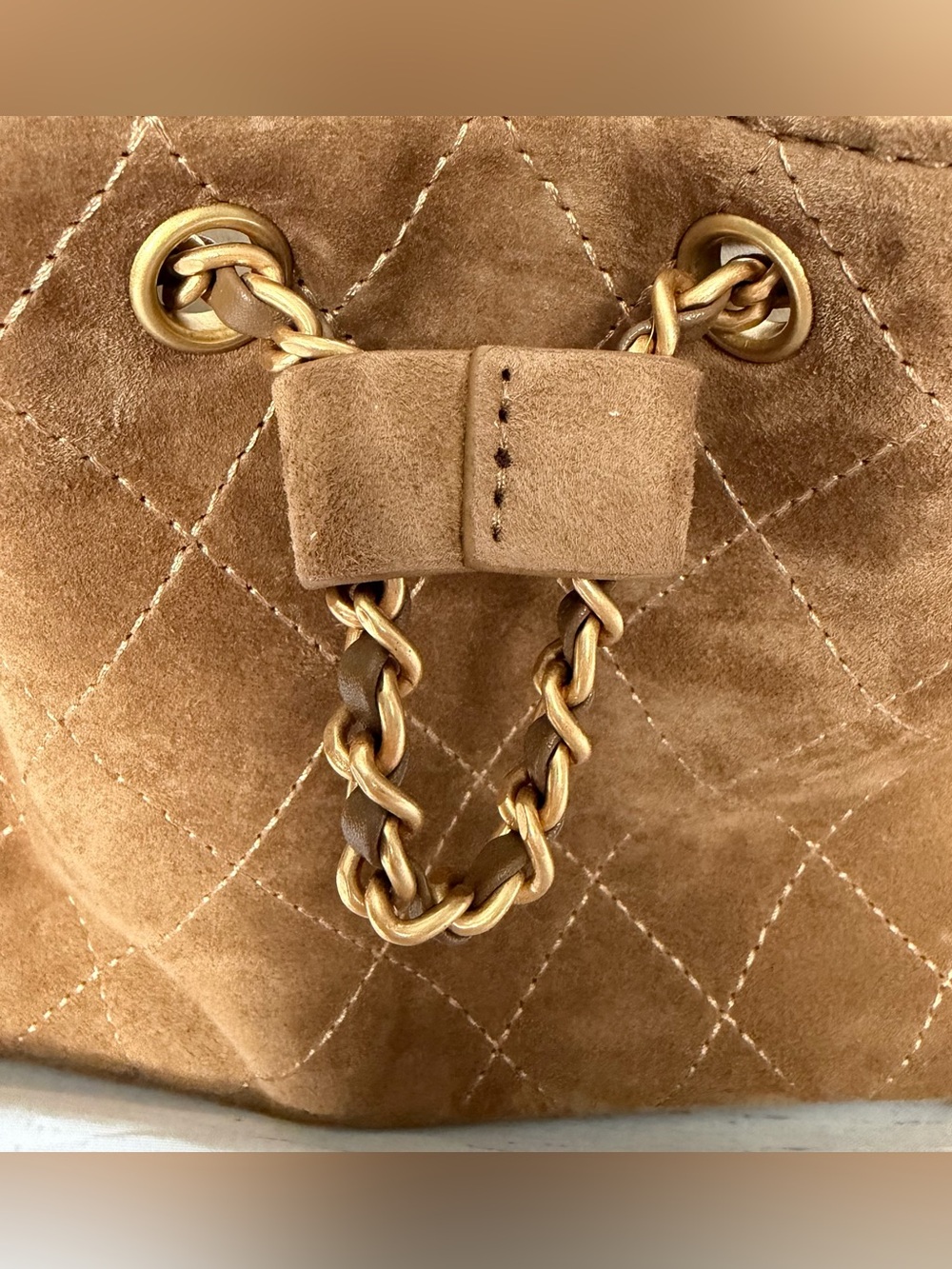 Unbranded Suede Chain Drawstring Shoulder Bag - Picture 7 of 11